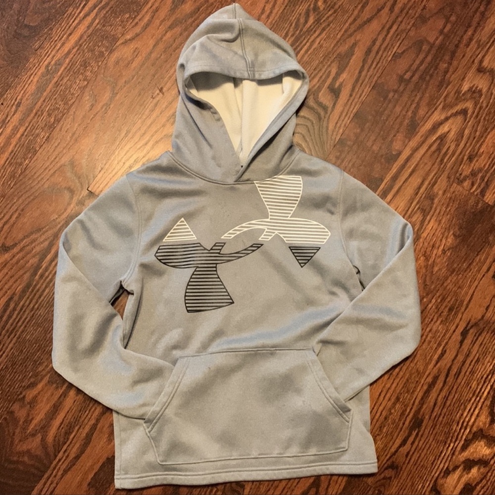 2-PIECE UNDER ARMOUR GRAY SWEATPANTS & GRAY COLDGEAR HOODIE; BOTH MEDIUM YOUTH - Picture 6 of 9